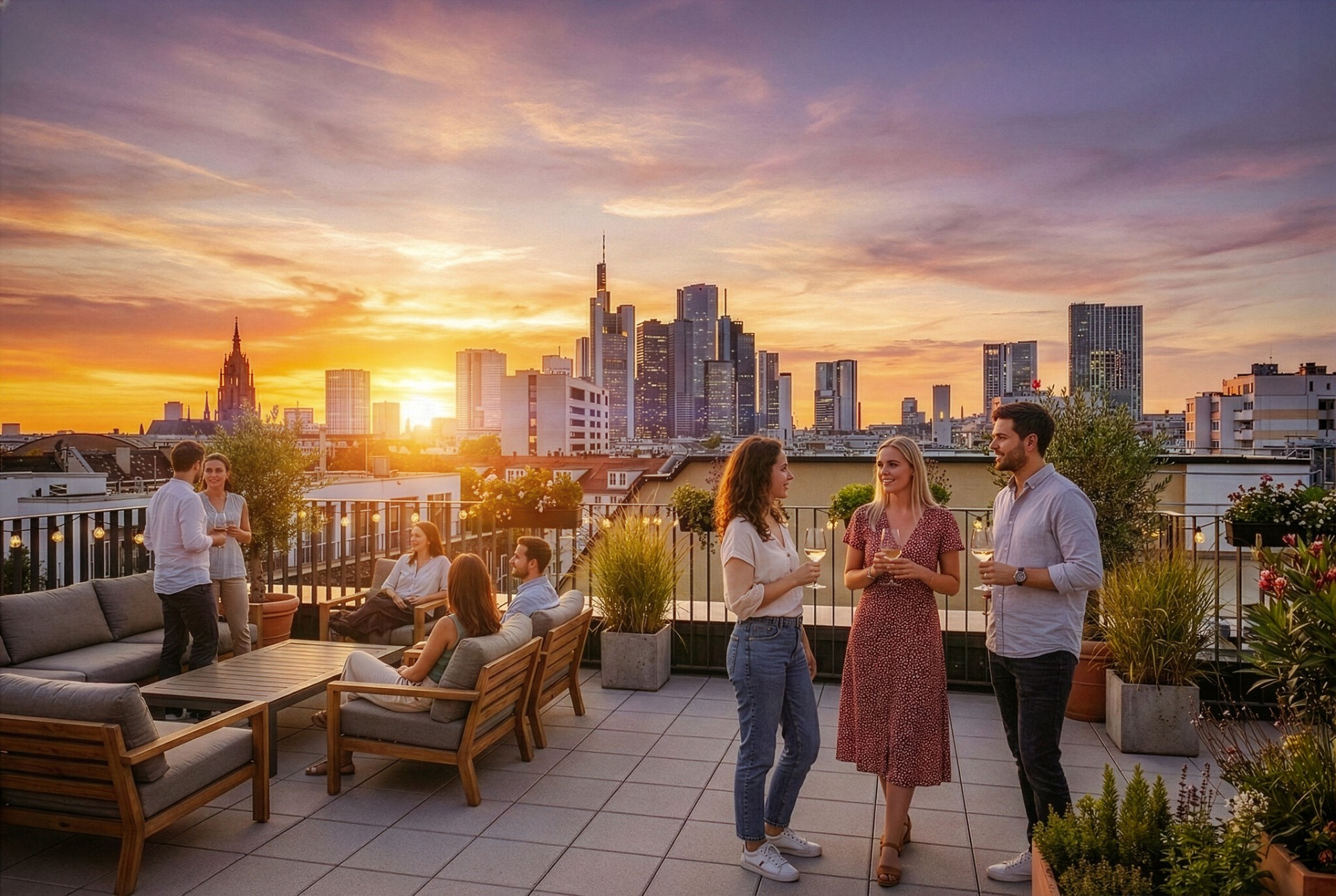 Terrasse mit Blick über das Quartier